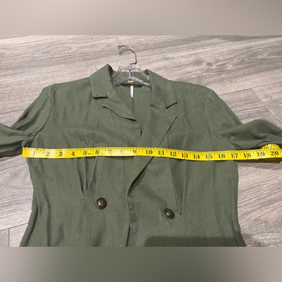 Free people cinched waist button detail olive army green linen blazer size xs - Picture 16 of 16